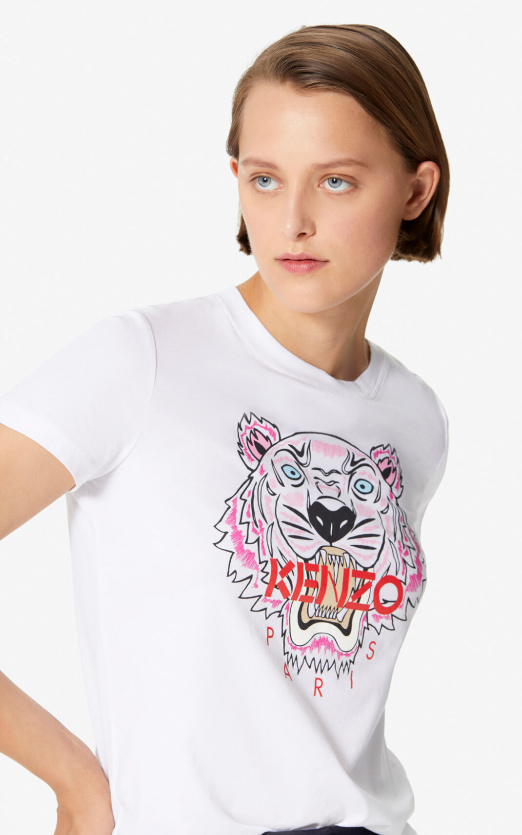 Kenzo Tiger Camisetas Mujer Blancas | 5681409-ZM